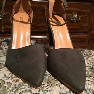 Suede Block Heel Ankle Strap Booties